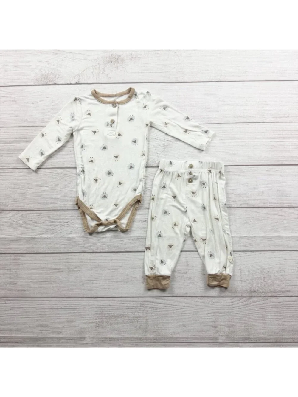 Milkberry Baby 2-Piece Outfit Long Sleeve Bodysuit Pants Sheep Print 3-6 Months
